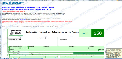 Formato Calculo Retencion En La Fuente Independientes 2011