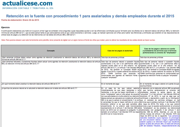 Retencion Para Empleados 2015 | liquidador retenci 243 n en la fuente con procedimiento 1 a Retencion Para Empleados 2015 | liquidador retenci 243 n en la fuente con procedimiento 1 a