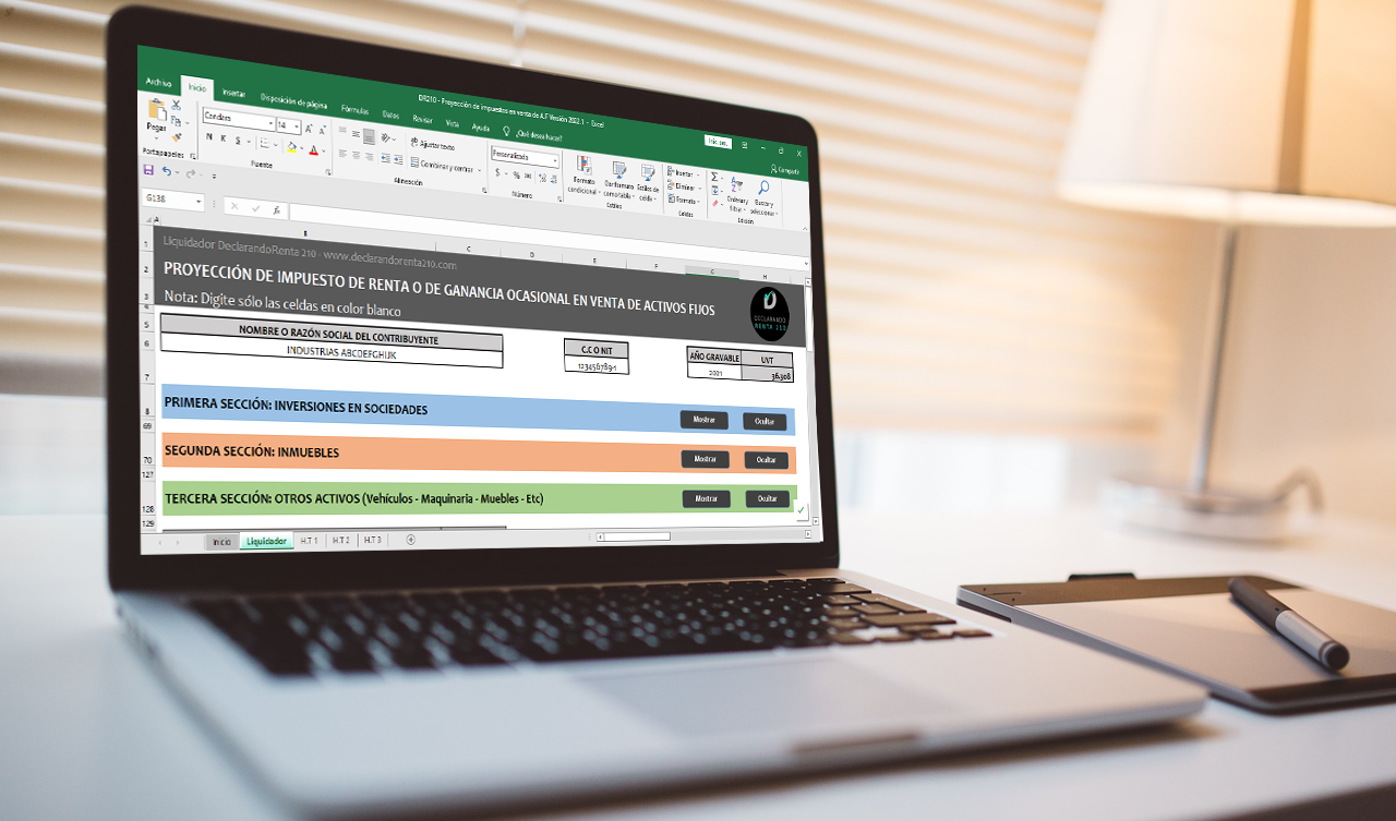 Liquidador En Excel De Proyecci N De Impuesto En Venta De Activos Fijos
