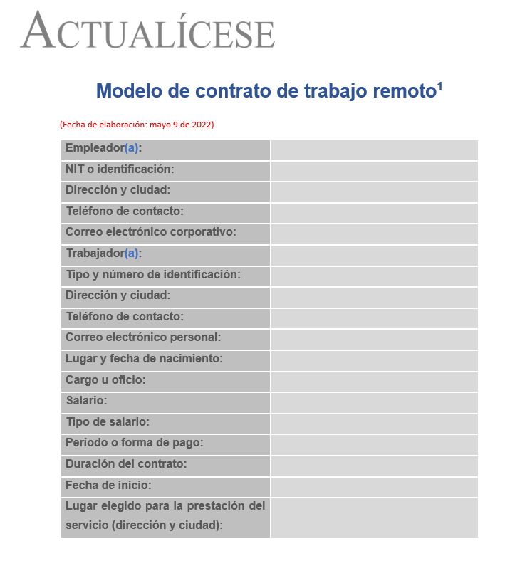 20 modelos de contratos de trabajo en Colombia Actualícese