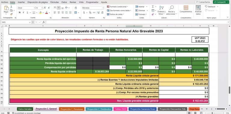 Liquidador Excel Para La Proyecci N Del Impuesto De Renta De Personas