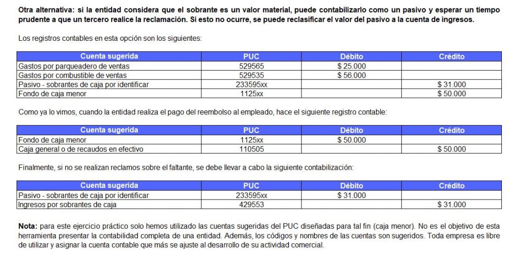 Caso práctico en Excel contabilización de sobrantes y faltantes de