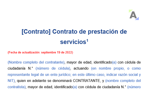 Modelo de contrato de prestación de servicios