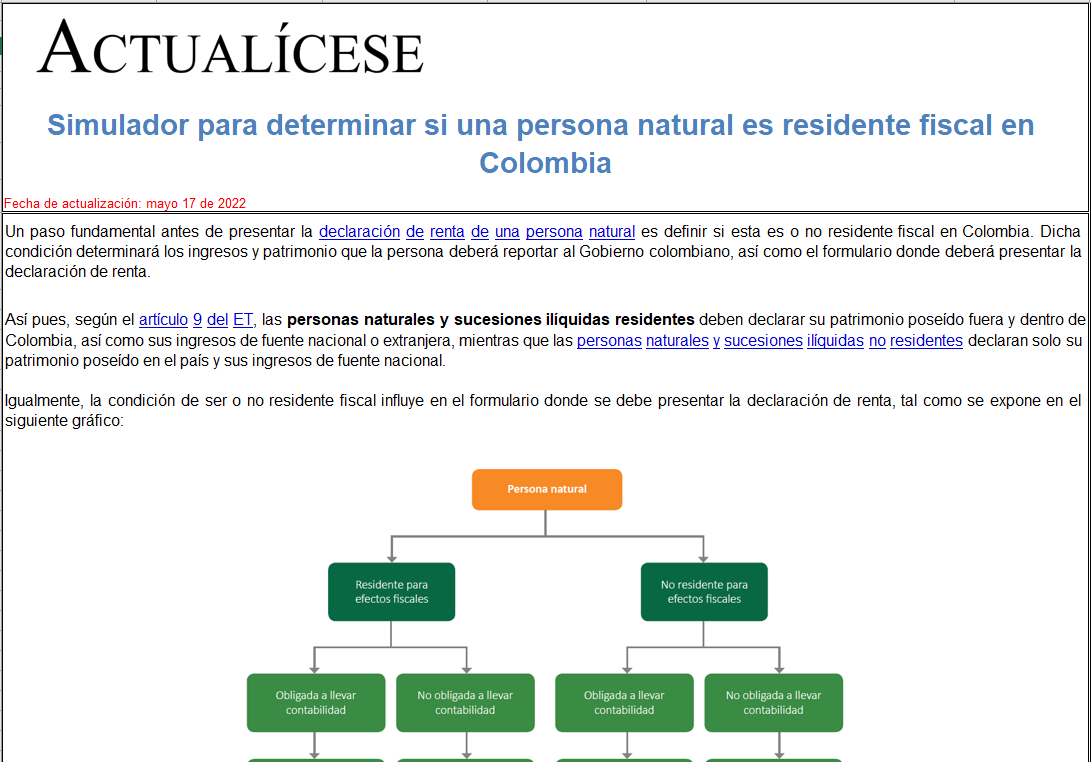 Simulador para determinar si una persona natural es residente fiscal en Colombia