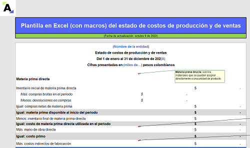 [Guía] Plantilla en Excel (con macros) del estado de costos de producción y de ventas