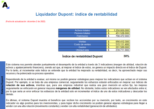 Liquidador Dupont: índice de rentabilidad