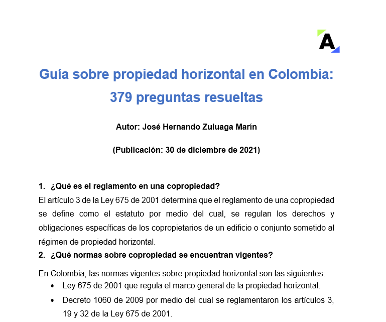 Guía sobre propiedad horizontal en Colombia: 379 preguntas resueltas