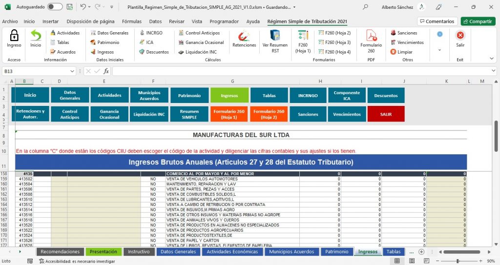 Herramienta Interactiva Excel Para La Declaración Anual Del Régimen Simple De Tributación 9876