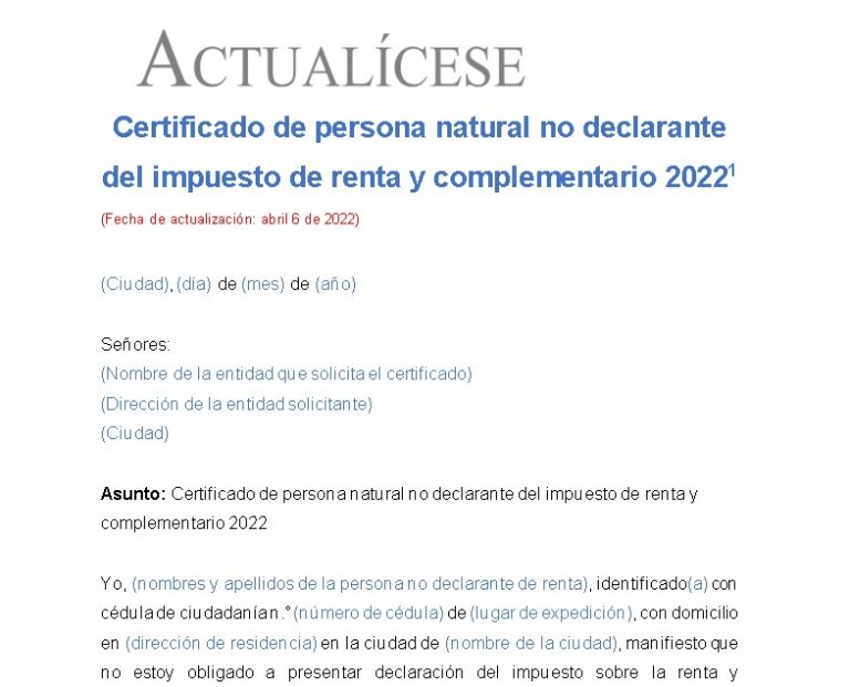 Certificado de no declarante