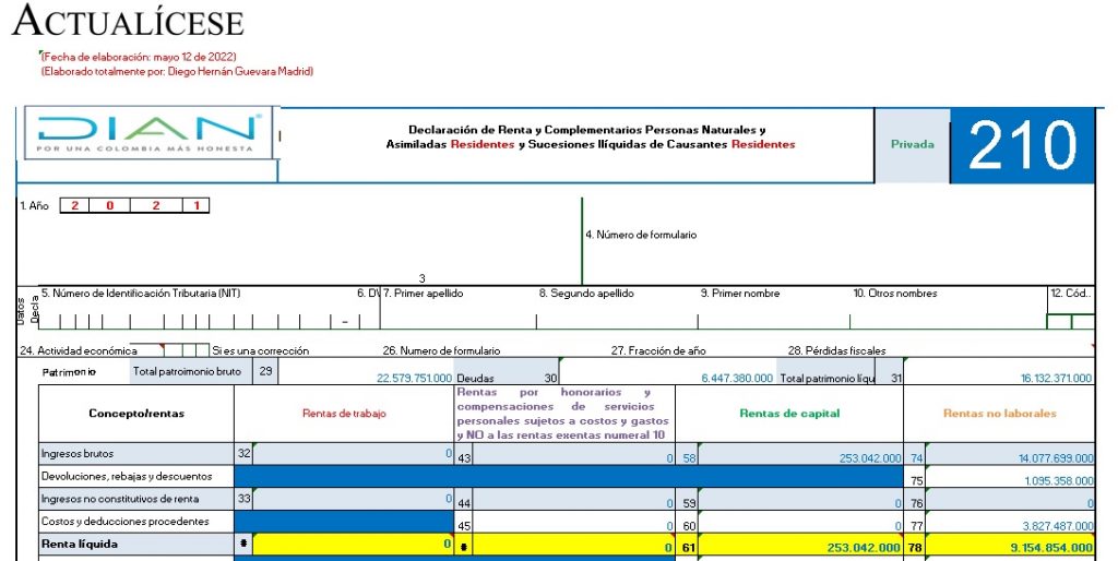 Va22 Formulario 210 Y 2517 Ag 2021 Pn Residente Obligada A Llevar Contabilidad Actualícese 7242