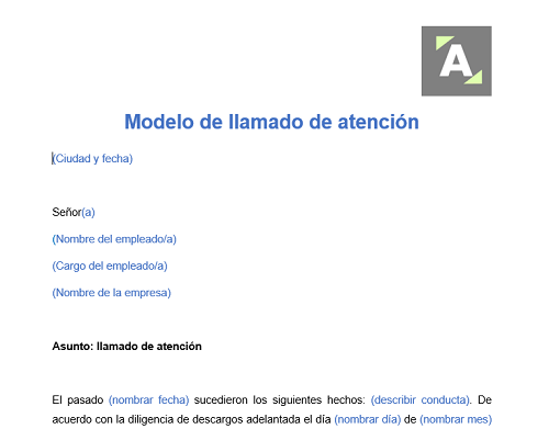 Modelo de llamado de atención