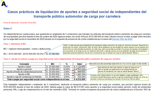 [Liquidador] Casos prácticos en Excel de liquidación de aportes a seguridad social de independientes del transporte de carga