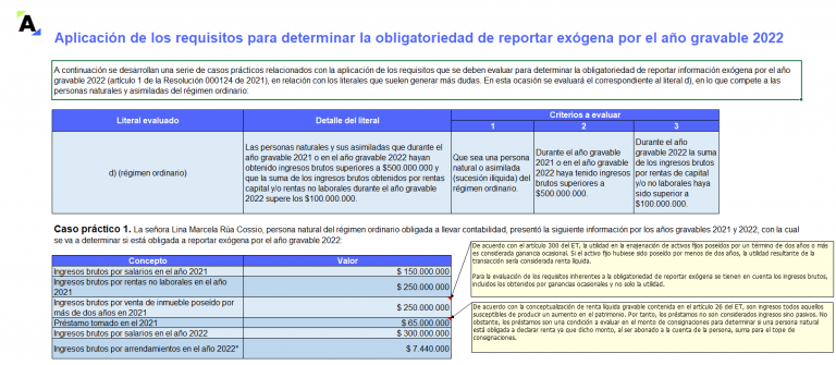 información exógena por el AG 2022