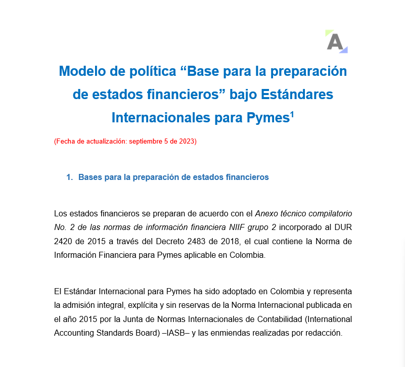 Modelo de políticas contables (nota) “base para la preparación de estados financieros” para Pymes