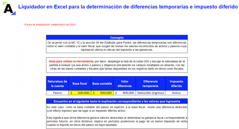 Pack De Formatos En Excel Para Calcular El Impuesto Diferido En 2023 ...