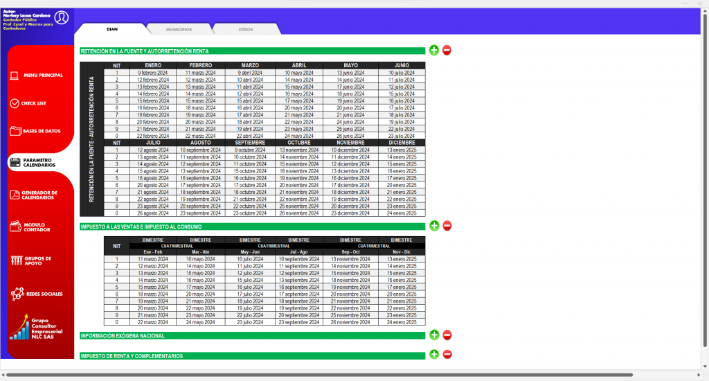 Calendario Tributario automatizado 2024 Grupo consultor empresarial