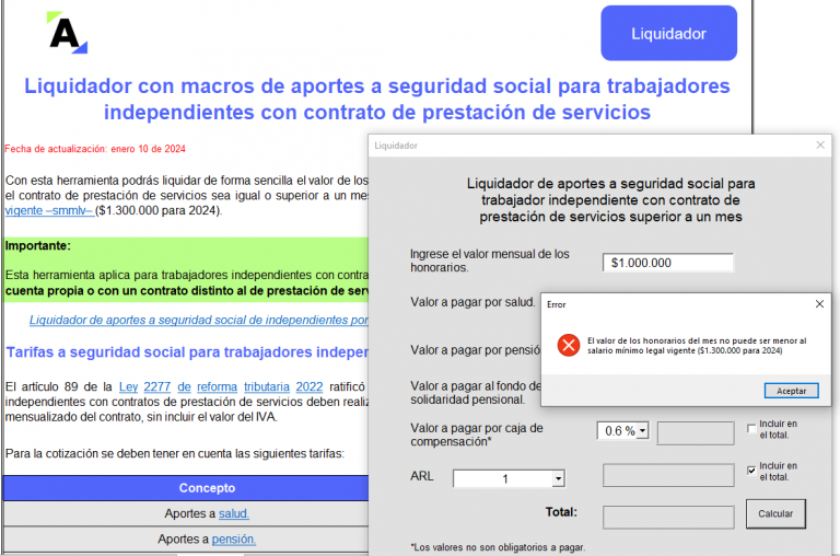 Liquidador De Aportes A Seguridad Social Para Independientes Con ...