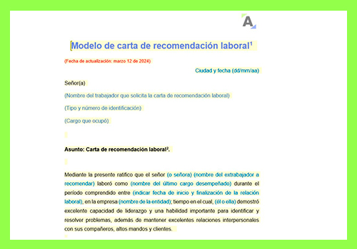 carta de recomendación