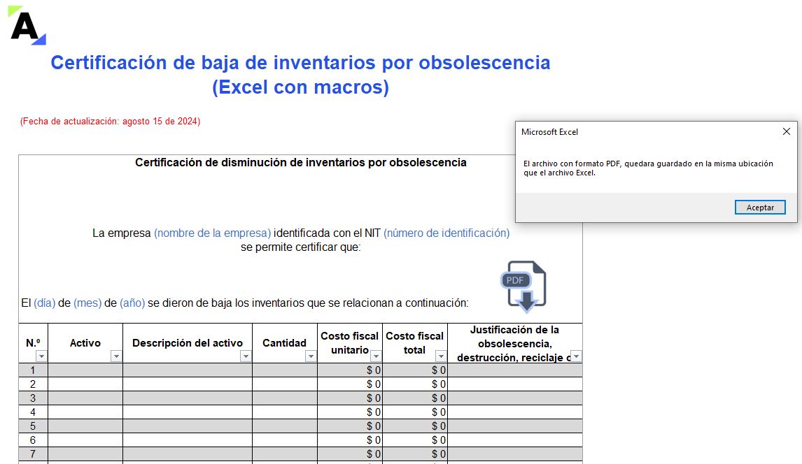 baja de inventarios