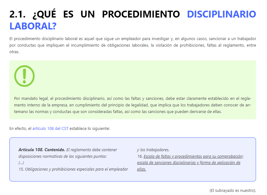 procedimiento disciplinario laboral