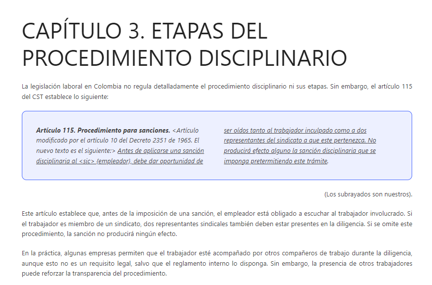 procedimiento disciplinario laboral