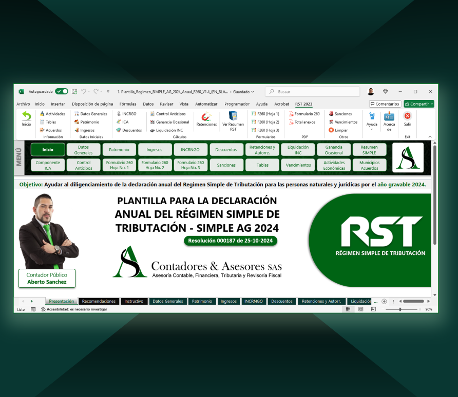 Herramienta Excel para la declaración anual del Régimen Simple de Tributación – SIMPLE AG 2024 – A.S. Contadores & Asesores