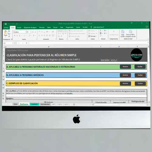 Liquidador de Proyección de impuestos Régimen Simple Vs Ordinario AG 2025 – DR210