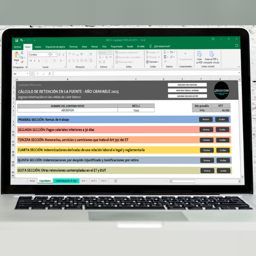 Liquidador de Retenciones en la fuente año gravable 2025 – DR210