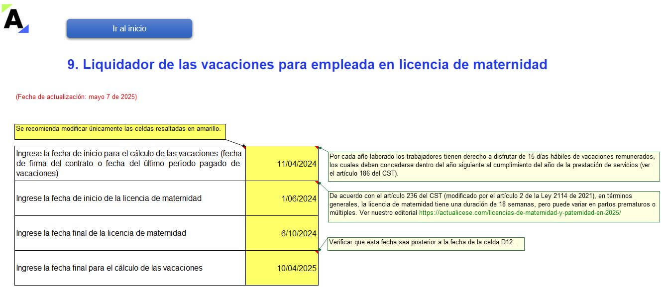 liquidador de vacaciones