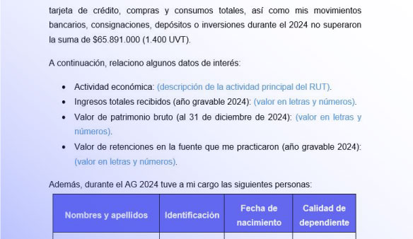 certificado de dependientes