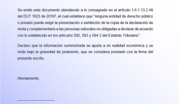 certificado de no declarante