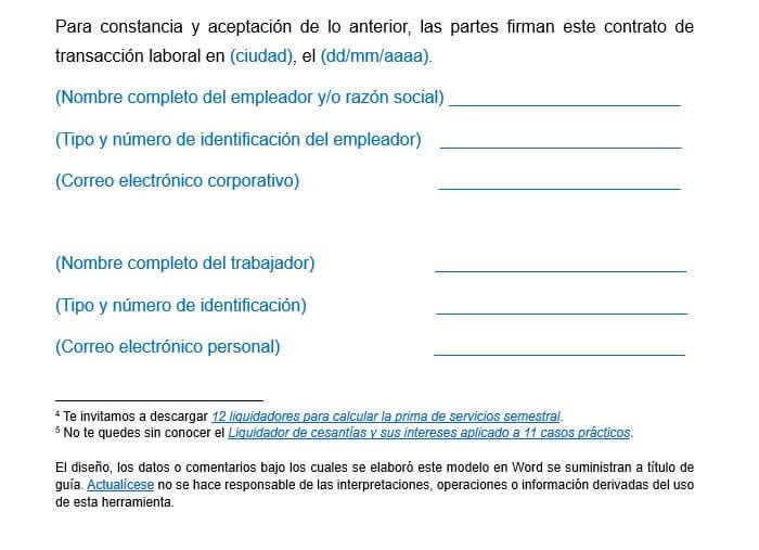 transacción laboral